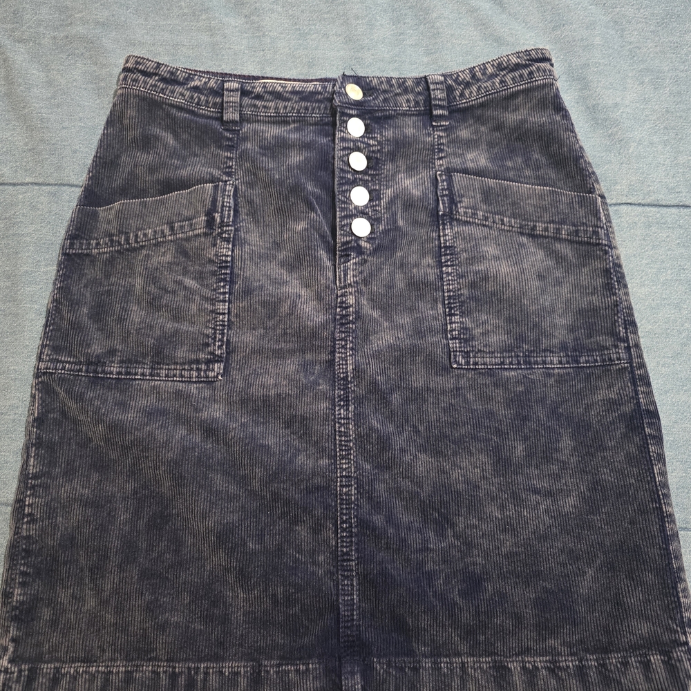 Pilcro and the Letterpress Blue Corduroy Mini Skirt